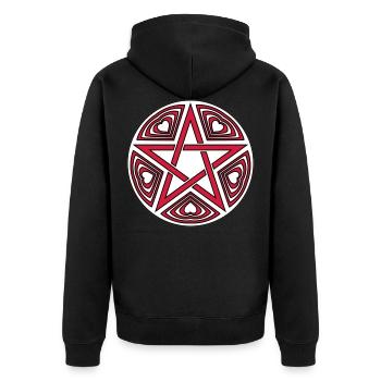 Pentagramm Herz Muster Vektor gut Farbe wählbar - Unisex Premium Bio Zip Hoodie - Schwarz - Hinten - Nico (187cm)