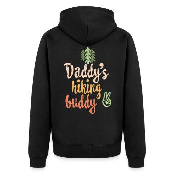 Daddy es Hiking Buddy - Familienwandern TShirt - Unisex Premium Bio Zip Hoodie - Schwarz - Hinten - Nico (187cm)