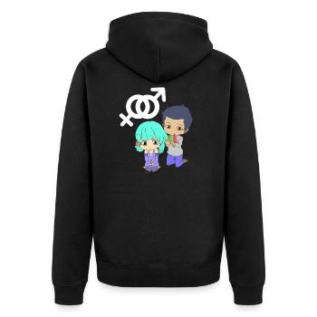 MANGA COUPLE COUPLE AMOUR MIGNON DESSINÉ ANIME - Veste à capuche bio Premium Unisexe - noir - Dos - Nico (187cm)