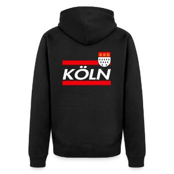 Cologne - Unisex Premium Organic Zip Hoodie - black - Back - Nico (187cm)