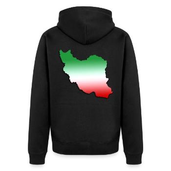 Iran - Unisex Premium Organic Zip Hoodie - black - Back - Nico (187cm)