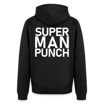 Super Man Punch Wrestling MMA Shirt - Unisex Premium Organic Zip Hoodie - black - Back - Nico (187cm)