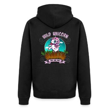Licorne sauvage, Licorne sauvage libre non liée - Veste à capuche bio Premium Unisexe - noir - Dos - Nico (187cm)