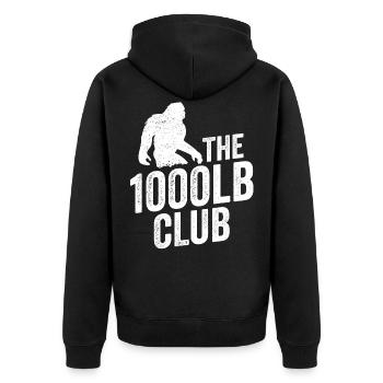 1000 Pfund Club Member TShirt, Sasquatch - Unisex Premium Bio Zip Hoodie - Schwarz - Hinten - Nico (187cm)