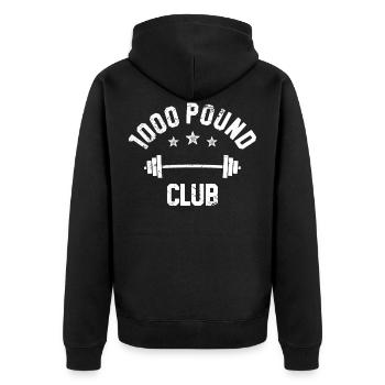 Retro Vintage Club-T-Shirt mit 1000 Pfund, - Unisex Premium Bio Zip Hoodie - Schwarz - Hinten - Nico (187cm)