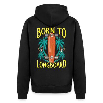 Born To Longboard - Longboarder - Veste à capuche bio Premium Unisexe - noir - Dos - Nico (187cm)