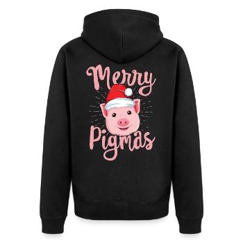 Merry Pigmas Pig Christmas TShirt Women Farmers - Unisex Premium Organic Zip Hoodie - black - Back - Nico (187cm)