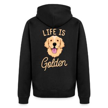 Life Is Golden Retriever TShirt Women Kids Dog - Unisex Premium Organic Zip Hoodie - black - Back - Nico (187cm)