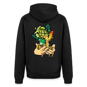 Craft Bier Hopfen Malz Hobbybrauer Braumeister - Unisex Premium Bio Zip Hoodie - Schwarz - Hinten - Nico (187cm)