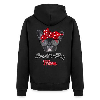 French Bulldog Mom / French Bulldog Mom - Unisex Premium Organic Zip Hoodie - black - Back - Nico (187cm)