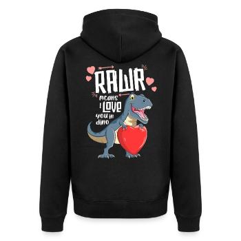 Rawr T Rex T-Shirt Valentines Day Dinosaur Kids - Unisex Premium Bio Zip Hoodie - Schwarz - Hinten - Nico (187cm)