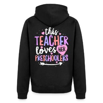 Diese Lehrerin liebt ihren Vorschulkind TShirt - Unisex Premium Bio Zip Hoodie - Schwarz - Hinten - Nico (187cm)