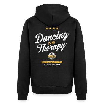 Tanzen Therapie Tänzer Tanz Sprüche Geschenk Shirt - Unisex Premium Bio Zip Hoodie - Schwarz - Hinten - Nico (187cm)
