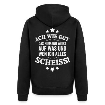 Oh how well no one knows ... - Unisex Premium Organic Zip Hoodie - black - Back - Nico (187cm)
