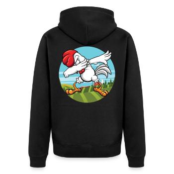 Dabbing Chicken | Dancing Farm Animal Rooster - Unisex Premium Organic Zip Hoodie - black - Back - Nico (187cm)
