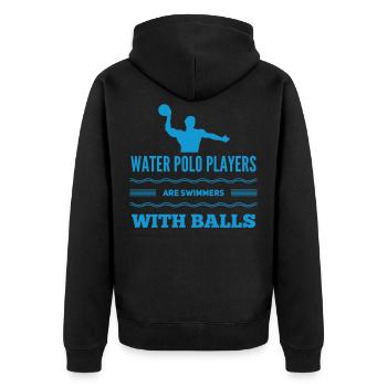 Wasserball Wasserpolo Wasser Polo Sport Geschenk - Unisex Premium Bio Zip Hoodie - Schwarz - Hinten - Nico (187cm)