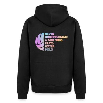 01595 water polo girl wasserball sWaswimmers swimm - Unisex Premium Bio Zip Hoodie - Schwarz - Hinten - Nico (187cm)