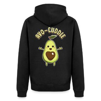 Süße Avocado Valentinstag Kuscheln Avo-Cuddle - Unisex Premium Bio Zip Hoodie - Schwarz - Hinten - Nico (187cm)