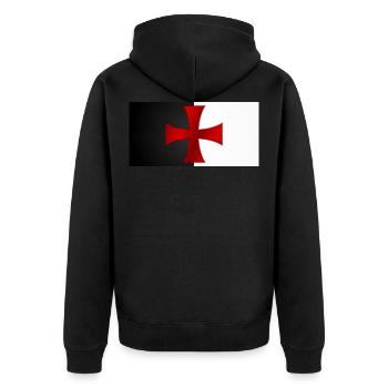 Tempelritter Kreuz - Tatzenkreuz - Templer Flagge - Unisex Premium Bio Zip Hoodie - Schwarz - Hinten - Nico (187cm)