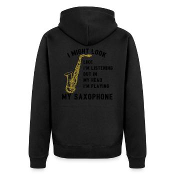 Jouer mon saxophone saxophone saxophone saxophone - Veste à capuche bio Premium Unisexe - noir - Dos - Nico (187cm)