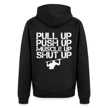 Calisthenics Bar Street Workout Muscle Up Gift - Unisex Premium Organic Zip Hoodie - black - Back - Nico (187cm)