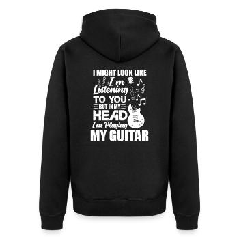 Gitarrist - Unisex Premium Bio Zip Hoodie - Schwarz - Hinten - Nico (187cm)