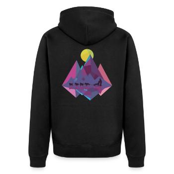 Schlittenhund Schlitten Huskey Hunde Schlitten - Unisex Premium Bio Zip Hoodie - Schwarz - Hinten - Nico (187cm)