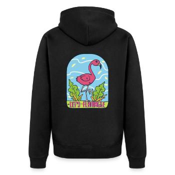 Let's Flamingle TShirt Flamingo pink pink gift - Unisex Premium Organic Zip Hoodie - black - Back - Nico (187cm)