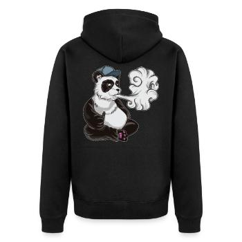 Vaping Panda Bear Illustration | Animal Vape - Unisex Premium Bio Zip Hoodie - Schwarz - Hinten - Nico (187cm)