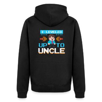 Onkel Gamer Nichte Neffe Zocken Familie Geschenk - Unisex Premium Bio Zip Hoodie - Schwarz - Hinten - Nico (187cm)