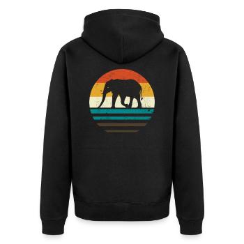 Elefant Retro - Unisex Premium Bio Zip Hoodie - Schwarz - Hinten - Nico (187cm)