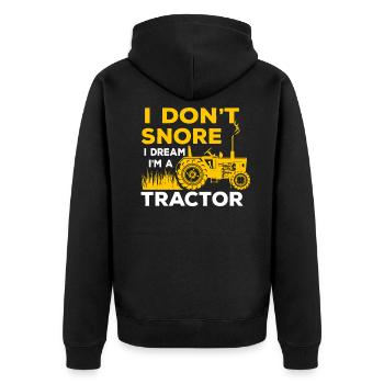 Farmer Farmer Tractor - Unisex Premium Organic Zip Hoodie - black - Back - Nico (187cm)
