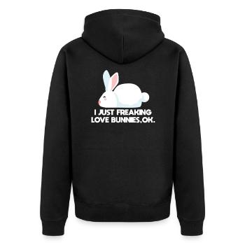 Hase - Unisex Premium Bio Zip Hoodie - Schwarz - Hinten - Nico (187cm)