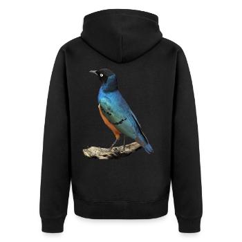 Étoile brillante - Oiseau - Afrique - Kenya - Safari - Veste à capuche bio Premium Unisexe - noir - Dos - Nico (187cm)