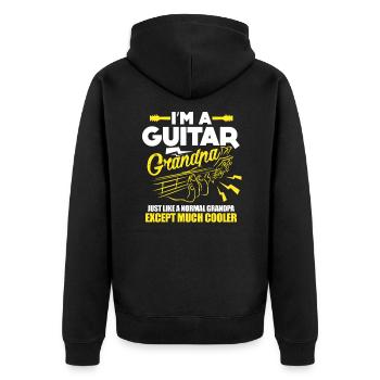 Gitarrist Opa Grossvater - Unisex Premium Bio Zip Hoodie - Schwarz - Hinten - Nico (187cm)