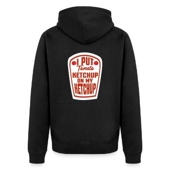 Ketchup - Unisex Premium Organic Zip Hoodie - black - Back - Nico (187cm)