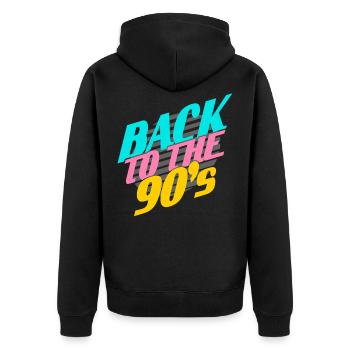 Back to the 90' s - Unisex Premium Organic Zip Hoodie - black - Back - Nico (187cm)