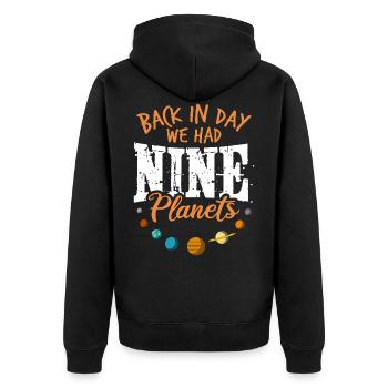 9 planètes - Pluton dit la planète naine du système solaire - Veste à capuche bio Premium Unisexe - noir - Dos - Nico (187cm)