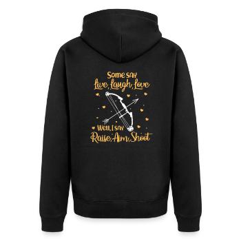 Bogenschütze - Unisex Premium Bio Zip Hoodie - Schwarz - Hinten - Nico (187cm)