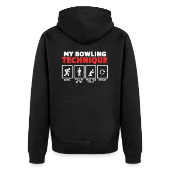 Bowling Team Bowler Bowling Bowling Technique Gift - Unisex Premium Organic Zip Hoodie - black - Back - Nico (187cm)