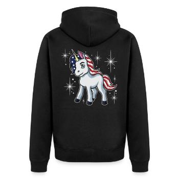 Americorn | Patriot Unicorn Independence Day USA - Veste à capuche bio Premium Unisexe - noir - Dos - Nico (187cm)