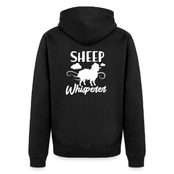 Schaf - Unisex Premium Bio Zip Hoodie - Schwarz - Hinten - Nico (187cm)
