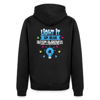 Autismus - Unisex Premium Bio Zip Hoodie - Schwarz - Hinten - Nico (187cm)