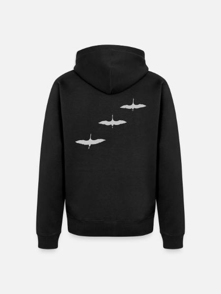 KRANICH STORCHFORMATIONSFLUG ZUGVOGEL - Unisex Premium Bio Zip Hoodie - Schwarz