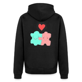 Puzzle amour et mariage - Veste à capuche bio Premium Unisexe - noir - Dos - Nico (187cm)