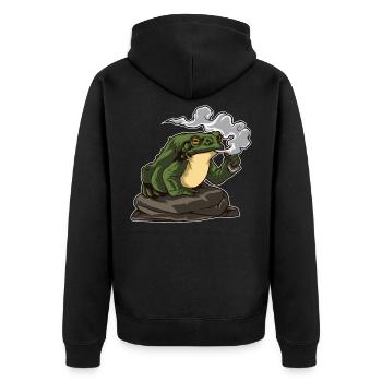Vaping Toad | Kröte Vape Vaper Frosch Chill Relax - Unisex Premium Bio Zip Hoodie - Schwarz - Hinten - Nico (187cm)