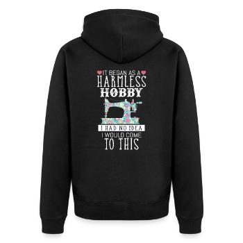 Schneiderkanal Fancywork Sticken Perfektes Geschenk - Unisex Premium Bio Zip Hoodie - Schwarz - Hinten - Nico (187cm)