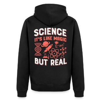 Science - Unisex Premium Organic Zip Hoodie - black - Back - Nico (187cm)