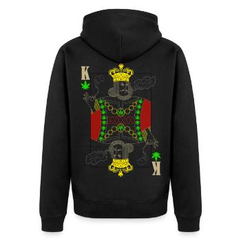 Cannabis Reggae König Spielkarte - Unisex Premium Bio Zip Hoodie - Schwarz - Hinten - Nico (187cm)