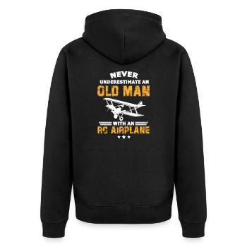 Model Airplane Pensioner - Unisex Premium Organic Zip Hoodie - black - Back - Nico (187cm)